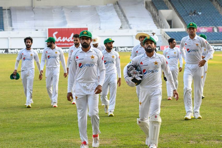 Pakistani team walking away after winning the second match of Pak vs WI test series