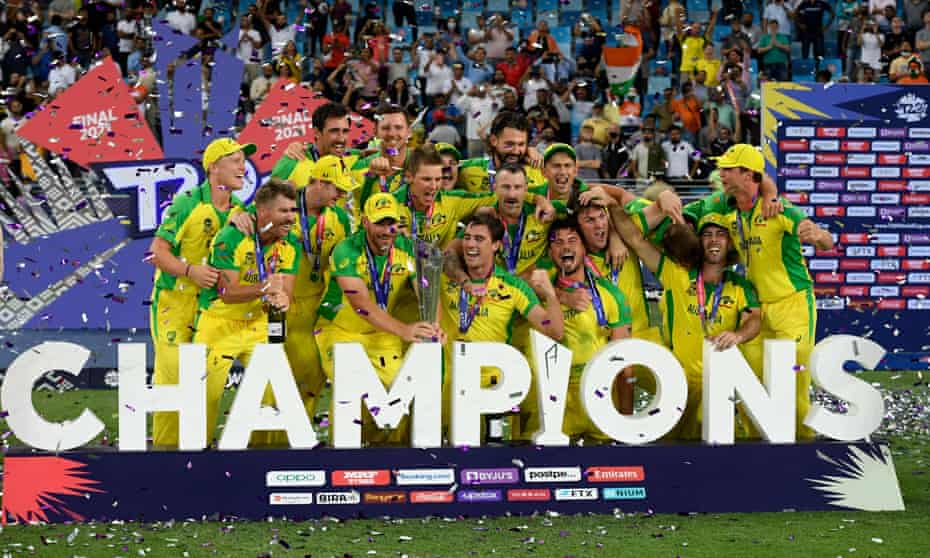 Team Australia after winning the T20 World Cup 2021
