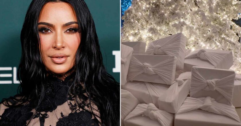 Kim Kardashian Set Backs for Gift-Wrapping Resembling Shrouds